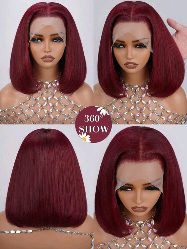 Burgundy Lace Front Human Hair Wigs
