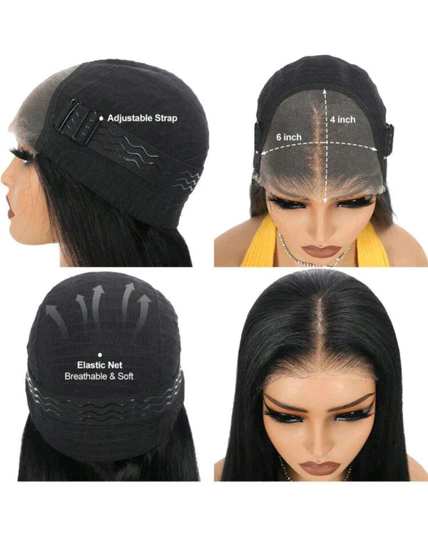 ELEGANT Black Straight Lace Front Wig - "24"